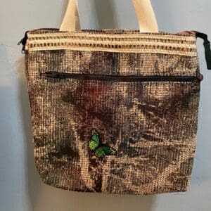 A bag that is hanging up on the wall.