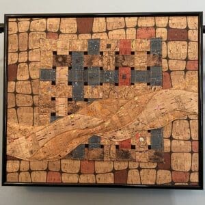 Cork textile art: woven landscape.