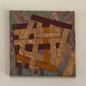Abstract textile collage artwork.